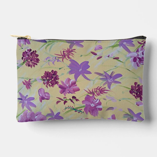 Dancing Lavender Floral Accessories Pouch (Front)