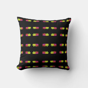 DANCING LEAF DESIGN ON BLACK   CUSHION