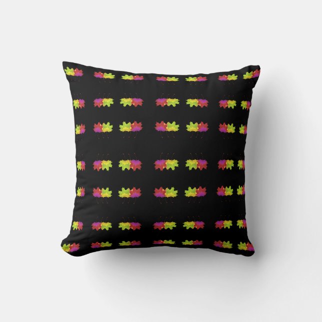 DANCING LEAF DESIGN ON BLACK   CUSHION (Front)