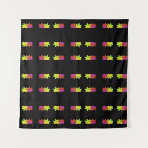 DANCING LEAF DESIGN ON BLACK  TAPESTRY
