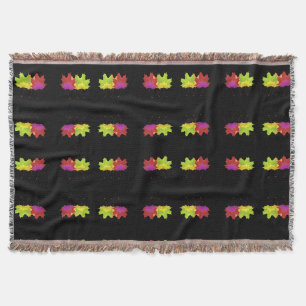 DANCING LEAF DESIGN ON BLACK THROW BLANKET