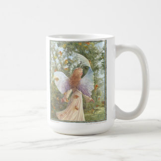 "Dancing Leaves"  White ceramic coffee mug