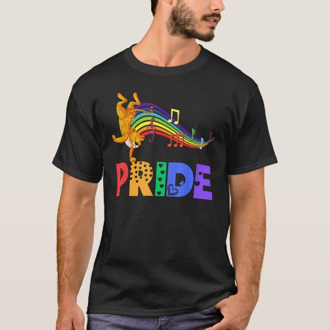 Dancing Leopard Pride Dad Rainbow Men Women Girls  T-Shirt (Front)