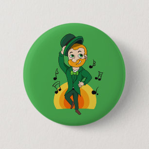 Dancing leprechaun, St. Patrick's Day cartoon  6 Cm Round Badge