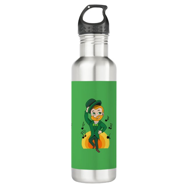 Dancing leprechaun, St. Patrick's Day cartoon  710 Ml Water Bottle (Front)