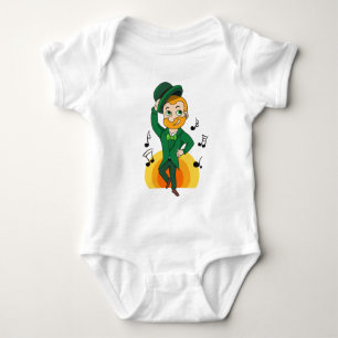 Dancing leprechaun, St. Patrick's Day cartoon  Baby Bodysuit