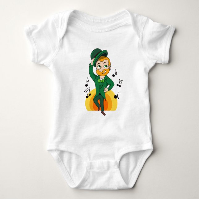 Dancing leprechaun, St. Patrick's Day cartoon  Baby Bodysuit (Front)