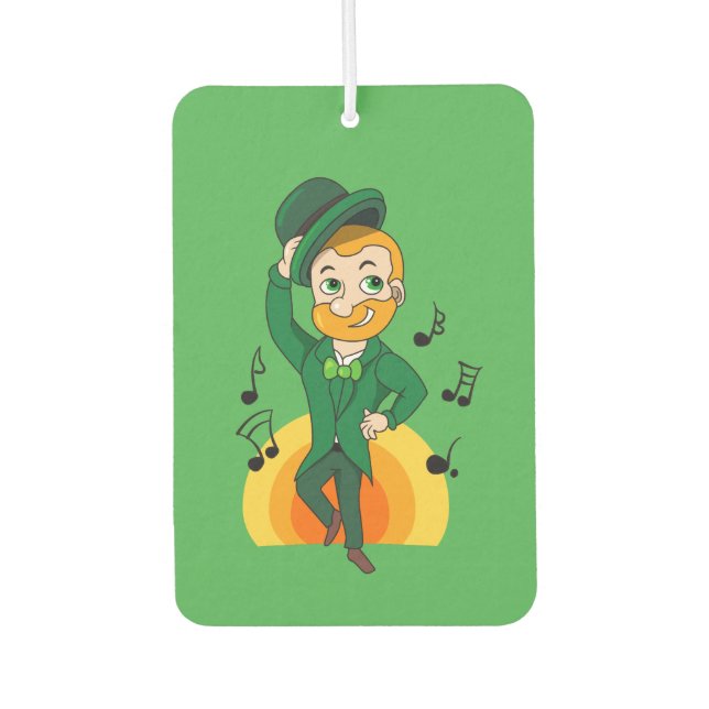 Dancing leprechaun, St. Patrick's Day cartoon  Car Air Freshener (Front)