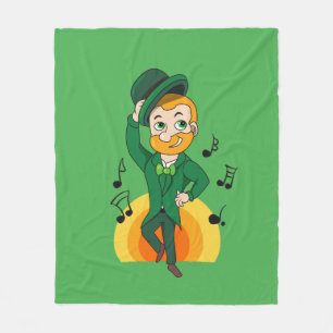 Dancing leprechaun, St. Patrick's Day cartoon  Fleece Blanket