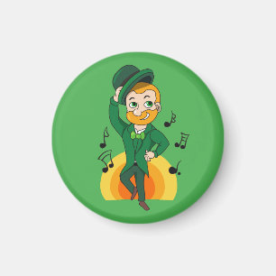Dancing leprechaun, St. Patrick's Day cartoon Magnet