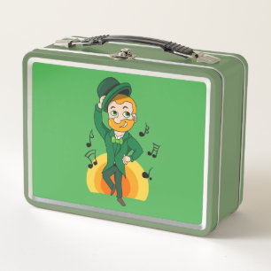 Dancing leprechaun, St. Patrick's Day cartoon  Metal Lunch Box