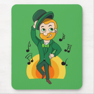 Dancing leprechaun, St. Patrick's Day cartoon  Mouse Pad