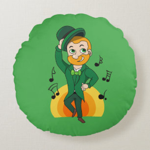 Dancing leprechaun, St. Patrick's Day cartoon  Round Cushion