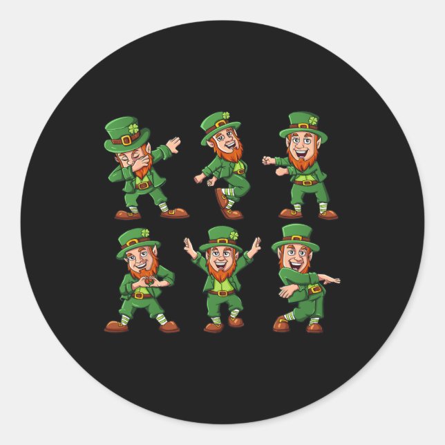 Dancing Leprechauns St Patrick's Day Fun Boys Girl Classic Round Sticker (Front)