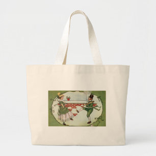 Dancing Leprechauns Vintage St. Patrick's Day Large Tote Bag