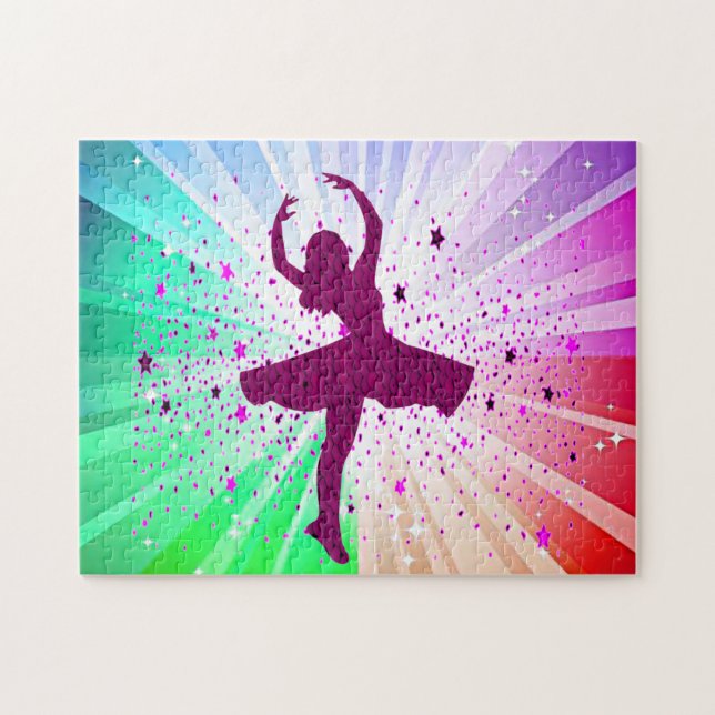Dancing lights puzzle with beautiful dancer. (Horizontal)