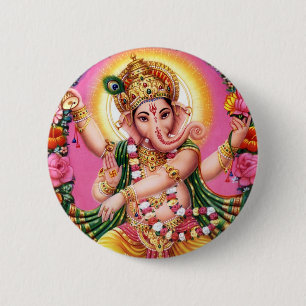 Dancing Lord Ganesha 6 Cm Round Badge