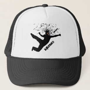 Dancing Man, Black Silhouette Music Concept Design Trucker Hat