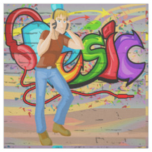 Dancing Man Music Graffiti Wall Fabric