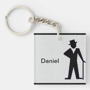 Dancing Man Silhouette with Name Key Ring