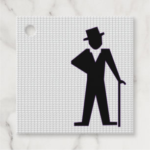 Dancing Man Silhouette with Top Hat and Cane Favour Tags
