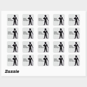 Dancing Man Silhouette with Top Hat and Cane  Square Sticker