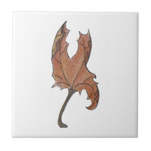 Dancing Maple Leaf Brown Ceramic Tile