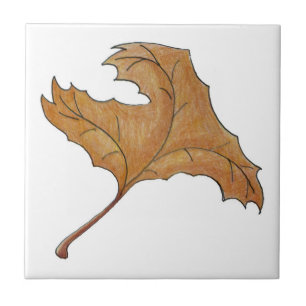 Dancing Maple Leaf Gold Ceramic Tile