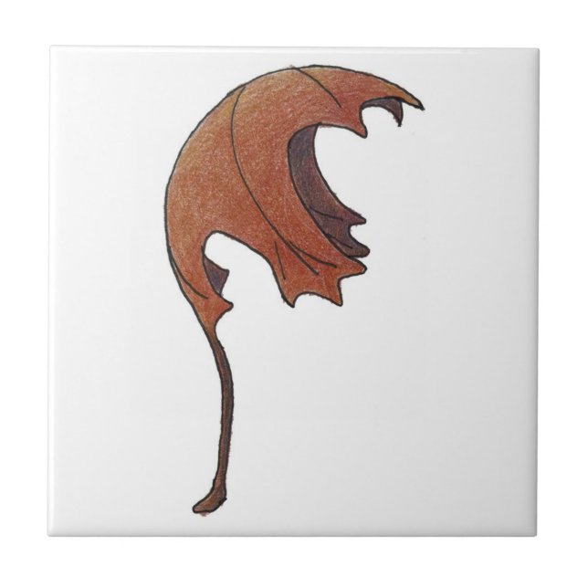 Dancing Maple Leaf Orange Ceramic Tile (Front)