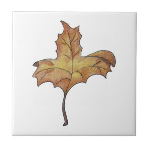 Dancing Maple Leaf Yellow Ceramic Tile