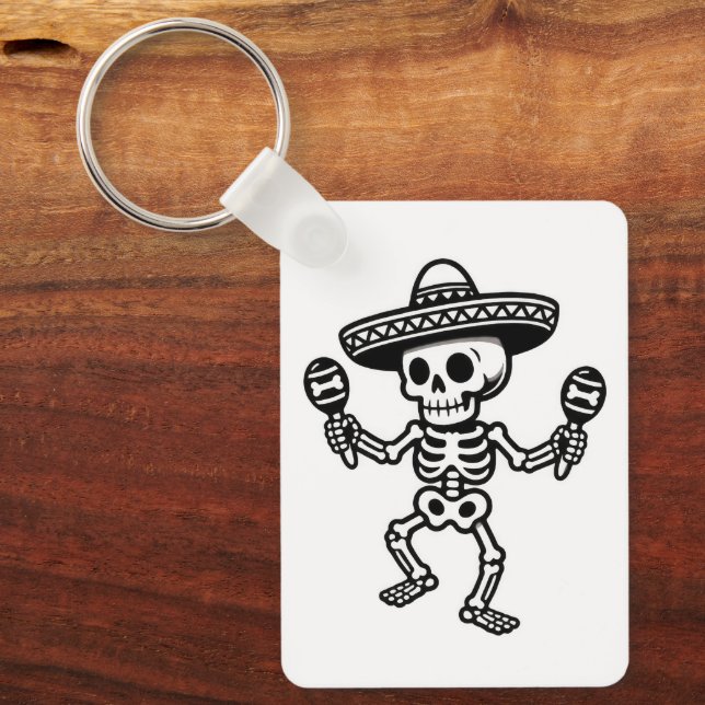 Dancing Mexican Skeleton Key Ring (Front)