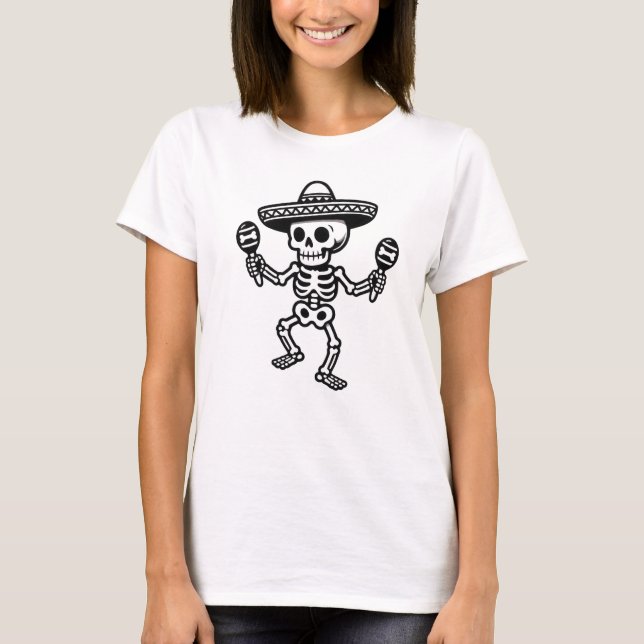 Dancing Mexican Skeleton T-Shirt (Front)