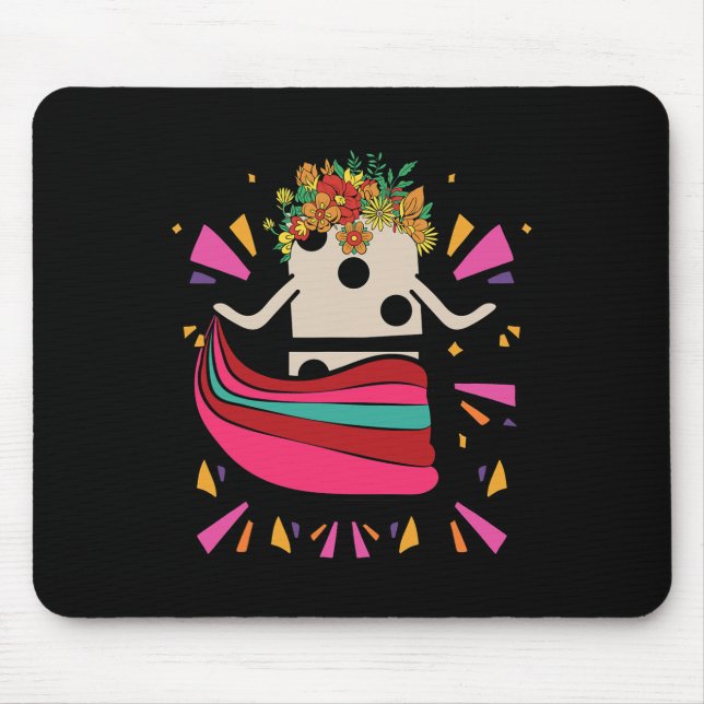 Dancing Mexican Train Domino Tile Flowers Funny Ga Mouse Pad (Front)