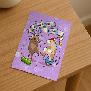 Dancing Mice Add The Name Happy Birthday Party Postcard