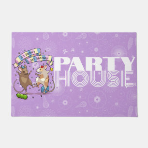 Dancing Mice Name & Age Birthday Party House Doormat
