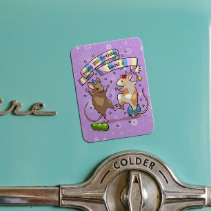 Dancing Mice Name & Age Happy Birthday Party Magnet