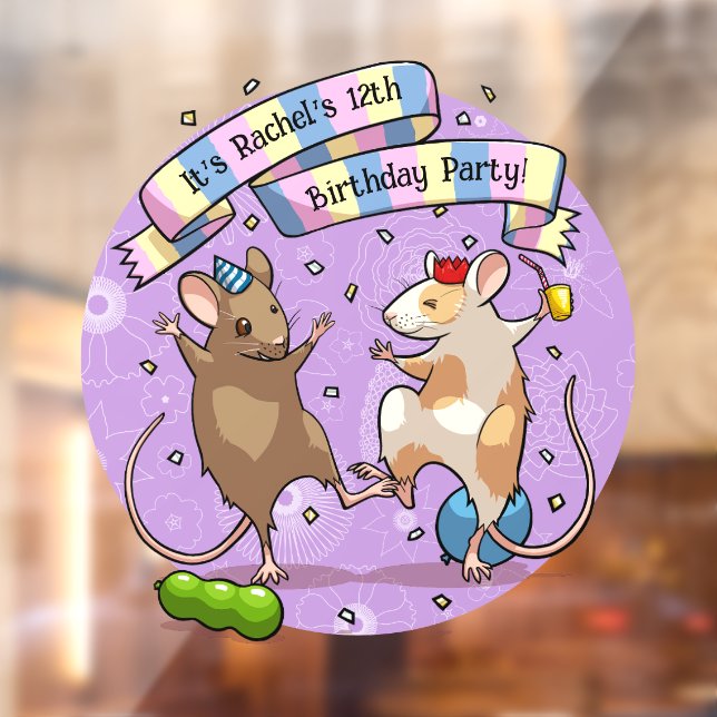 Dancing Mice Party Time Banner Confetti & Balloons (Sheet 2)