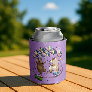 Dancing Mice Party Time Banner Confetti & Balloons Can Cooler