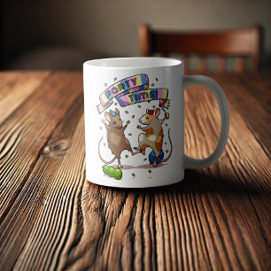 Dancing Mice Party Time Banner Confetti & Balloons Coffee Mug