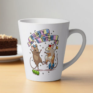 Dancing Mice Party Time Banner Confetti & Balloons Latte Mug