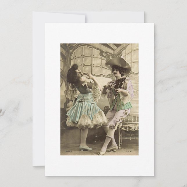 Dancing Minuet Vintage Blank Invitation Card (Front)