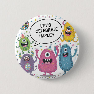 Dancing Monsters Party Kids Birthday Design 6 Cm Round Badge