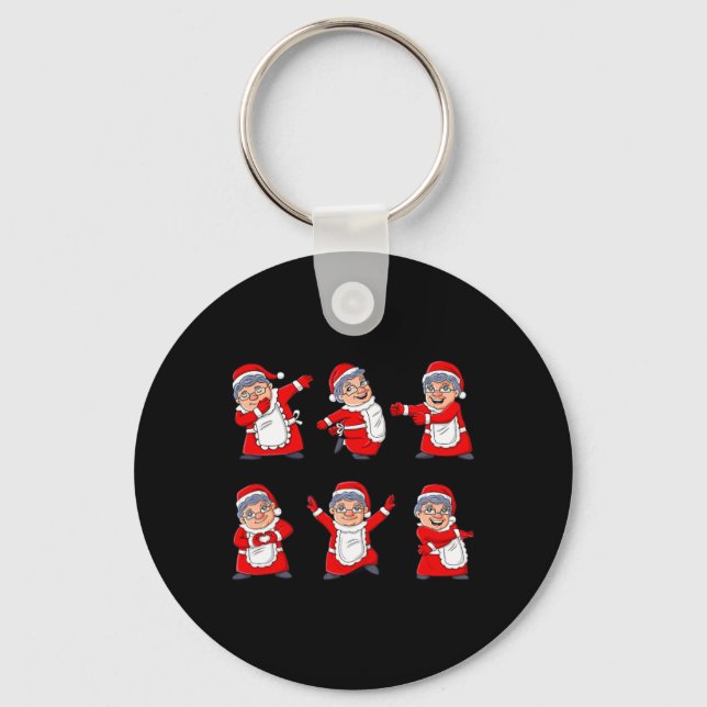Dancing Mrs Claus Dance Challenge Boys Girls Kids  Key Ring (Front)