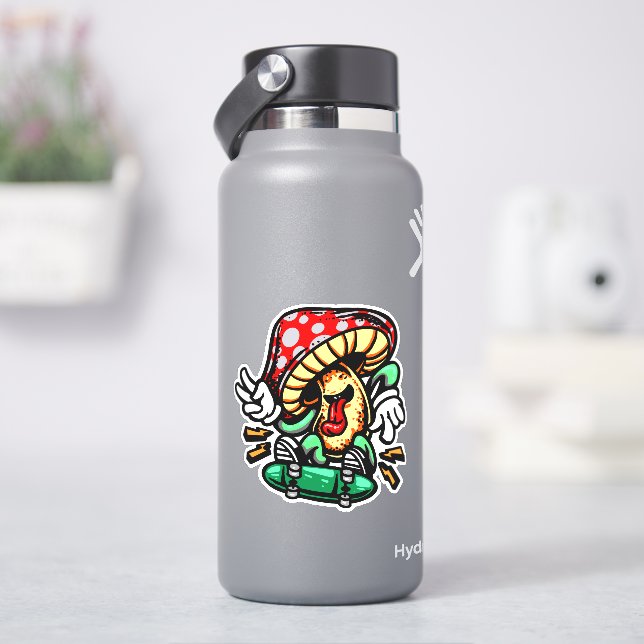 Dancing Mushroom Skateboard 4" Kiss Cut Vinyl  (HydroFlask)