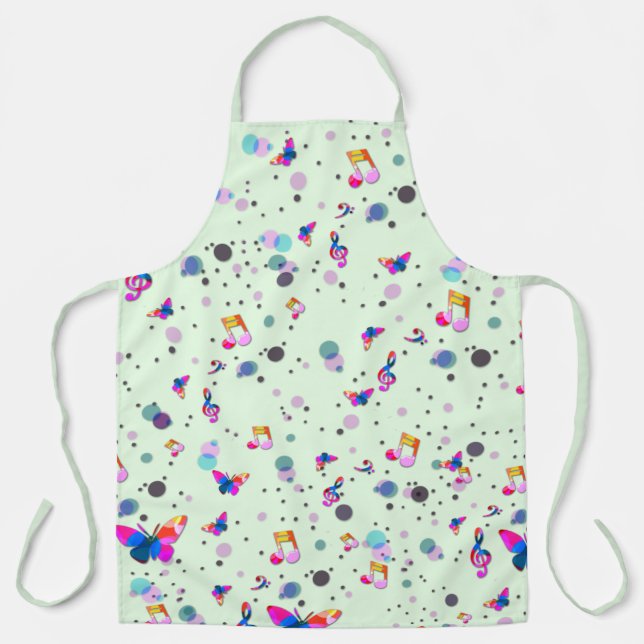Dancing Music of Colours on Green Apron (Front)
