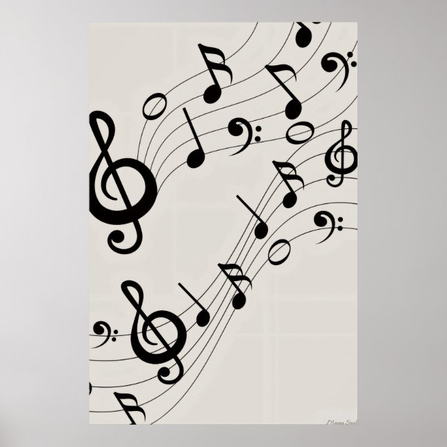 Dancing Musical Notes Pattern Poster  (Front)
