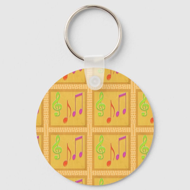 Dancing Musical Symbols Key Ring (Front)