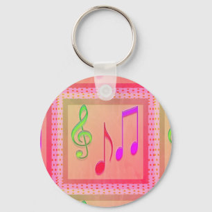 Dancing Musical Symbols Key Ring