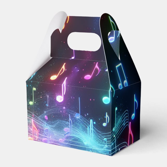 Dancing Neon Musical Notes  Favour Box (Front Side)