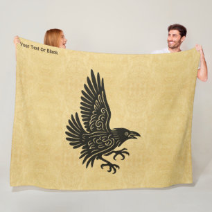 Dancing Norse Raven Fleece Blanket